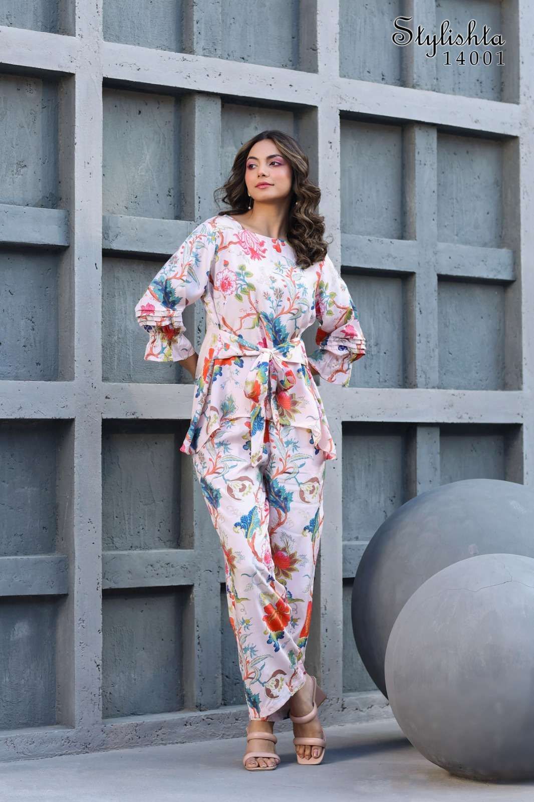 STYLISHTA VOL 14 MUSLINE DIGITAL PRINT TOP WITH BOTTOM CO-ORD SET BY STYLISHTA BRAND WHOLESALER AND ...