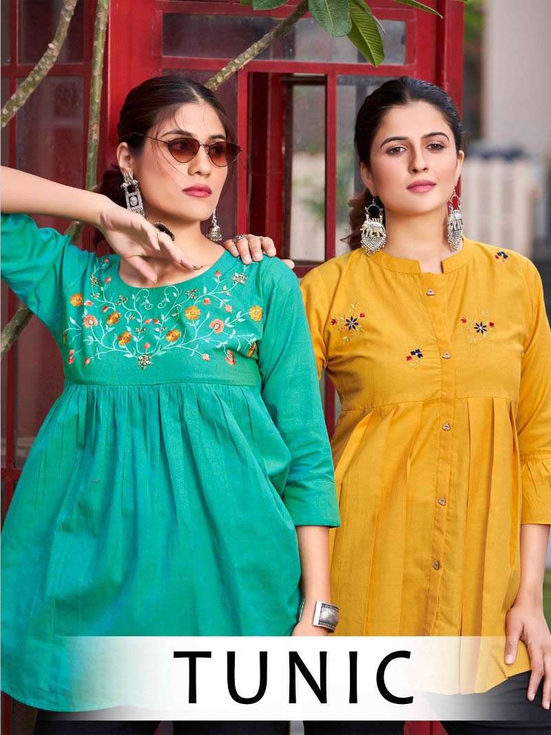 TUNIC PREMIUM QUALITY COTTON WITH HANDMADE WORK TOP BY POONAM DESIGNER BRAND WHOLESALER AND DEALER