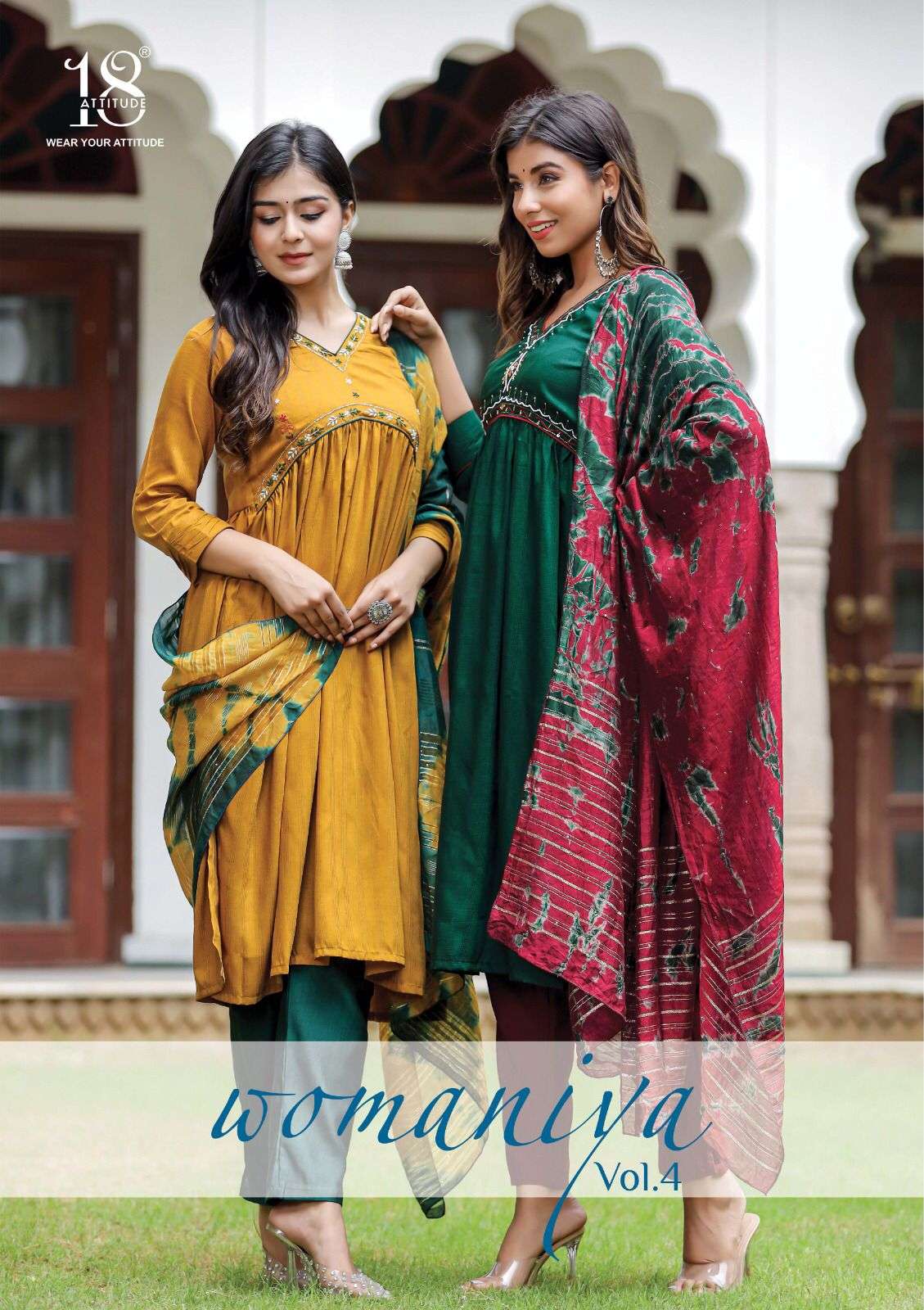 WOMANIYA VOL 04 PREMIUM BSY MUSLIN CHINNON HANDWORK KURTI WITH PANT AND DIGITAL BATIC CLASSY DUPATTA...