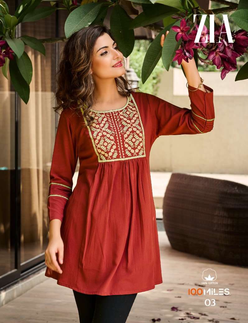 ZIA PREMIUM GEORGETTE HEAVY EMBROIDERED TUNICS WITH PURE COTTON INNER BY 100MILES BRAND WHOLESALER A...