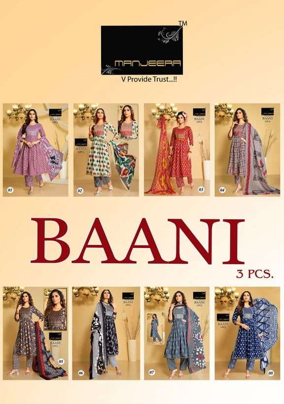 BAANI NYRA CUT COTTON KURTI AND BOTTOM WITH DUPATTA BY MANJEERA BRAND WHOLESALR AND DELER