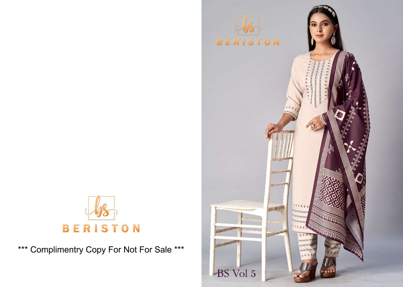 BS VOL 5 COTTON KURTI WITH BOTTOM AND DUPATTA BY BERISTON BRAND WHOLESALR AND DELER