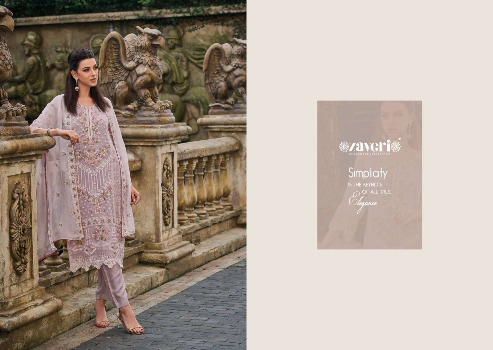 FEMINA SOFT ORGANZA EMBROIDERY WORK SILK KURTI WITH BOTTOM AND ORGANA DUPATTA BY ZAVERI BRAND WHOLES...
