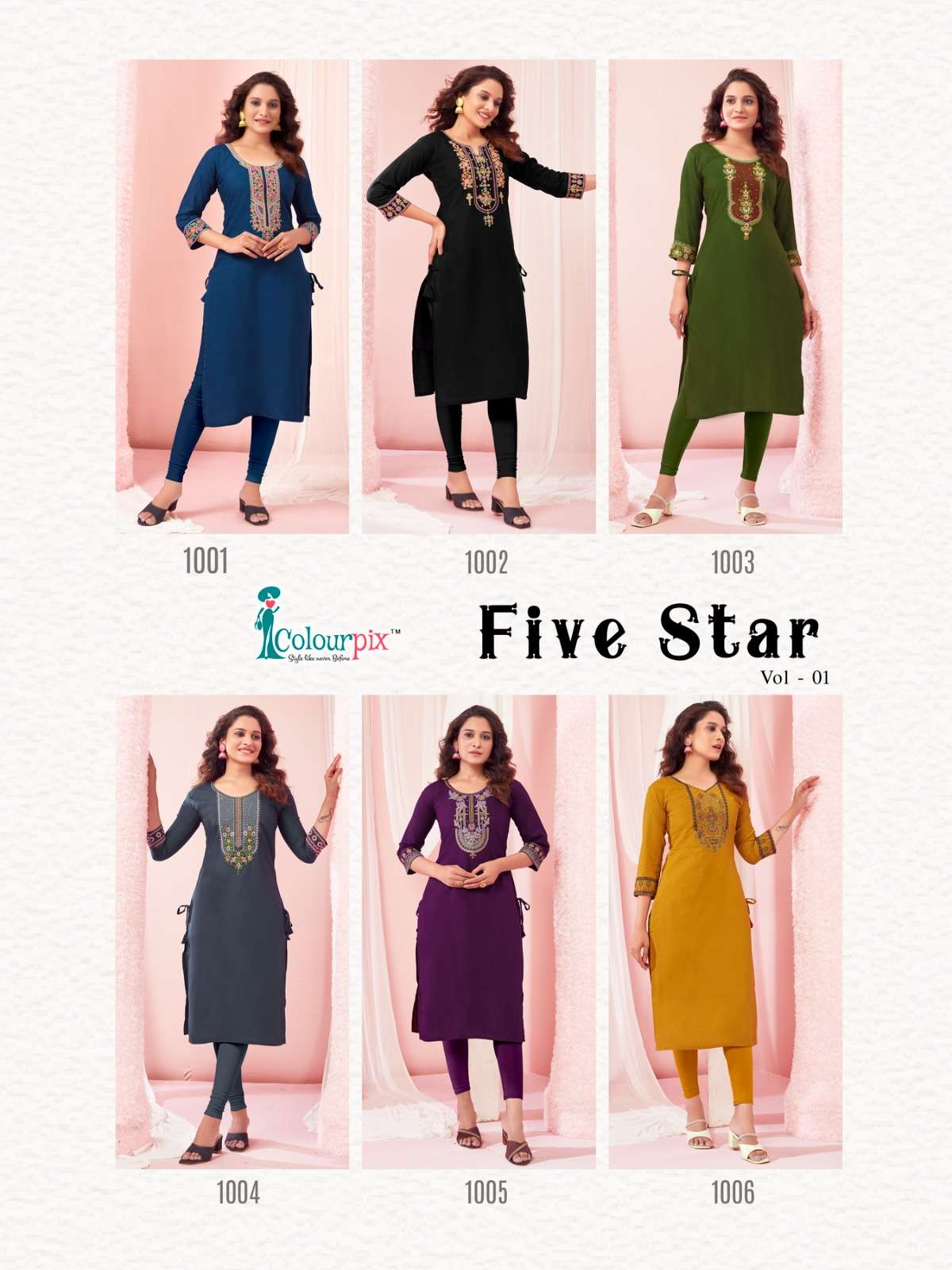 FIVE STAR HEAVY REYON LIVA KURTI BY COLOURPIX BRAND WHOLESALR AND DELER