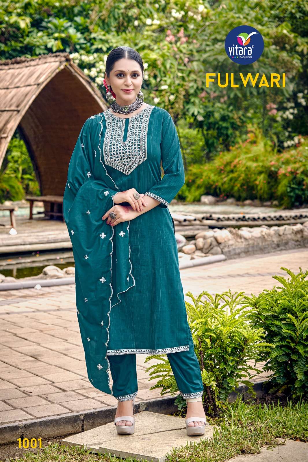 FULWARI VISCOSE MODAL KURTI WITH BOTTOM AND DUPATTA BY VITARA FASHION BRAND WHOLESALR AND DELER