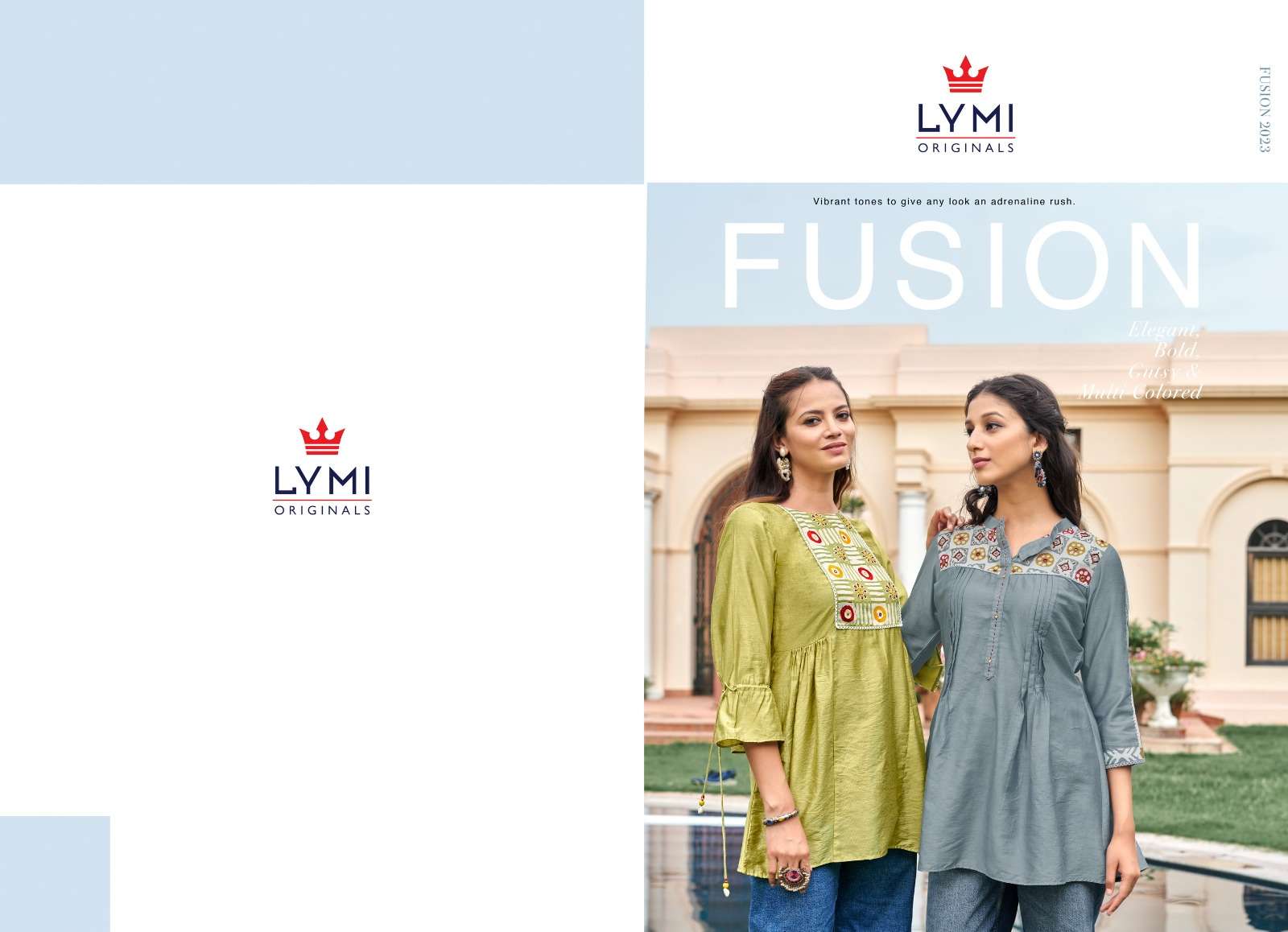 FUSION VISCOS FABRIC PRINT AND KHATLI HANDWORK KURTI BY LYMI  BRAND WHOLESALER AND DEALER