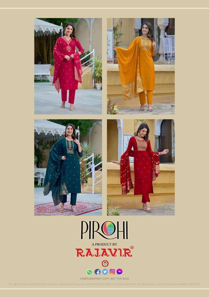 KALHAAR VOL 1 3PC VISCOSE SILK KURTI WITH BOTTOM AND DUPATTA BY POROHI RAJAVIR  BRAND WHOLESALR AND ...