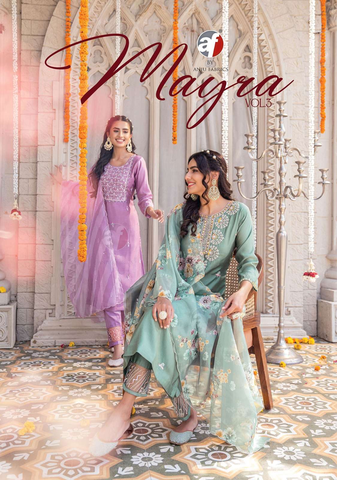 MAYRA VISCOSE KURTI WITH JAAM SILK BOTTOM AND ORGANZA DUPATTA BY WANJU FABRICS E BRAND WHOLESALR AND...