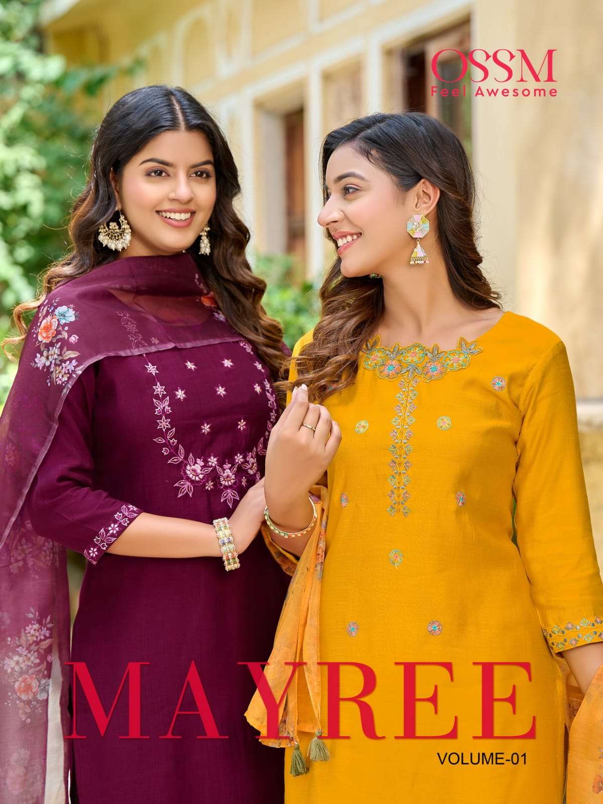 MAYREE 3PC FANCY PURE VISCOS FEBRIC HAND WORK AND EMBROIDERY WORK KURTI WITH BOTTOM AND ORGANZA DIGI...