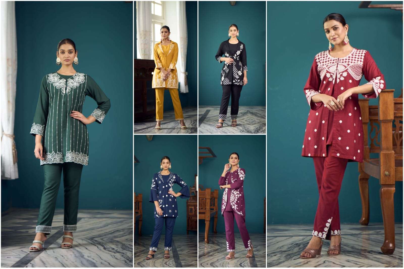 SARA HEAVY RAYON KURTI WITH RAYON KOTI AND BOTTOM BY MYAMI DESIGNER BRAND WHOLESALR AND DELER