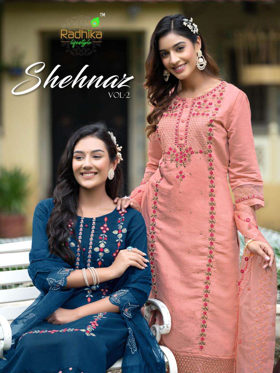 SEHNAZ SILK KURTI WITH INNER BOTTOM AND ORGANZA DUPATTA BY RADHIKA BRAND WHOLESALR AND DELER