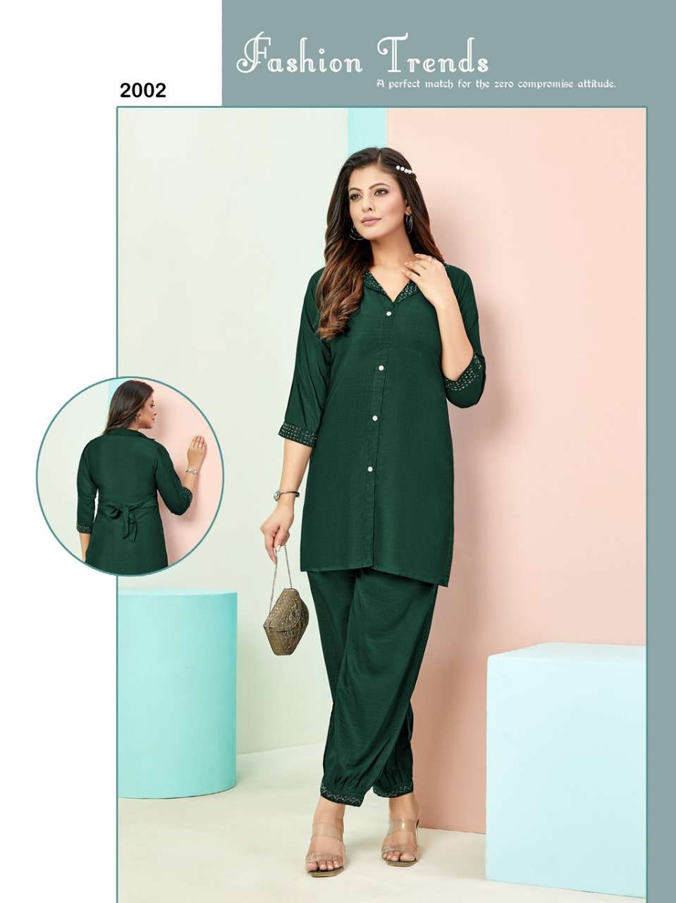 SOPHIA VOL 2 CHINON FABRIC AFGANI STYLIST HANDWORK CO ORD SET BY S3FREVER BRAND WHOLESALER AND DEALE...