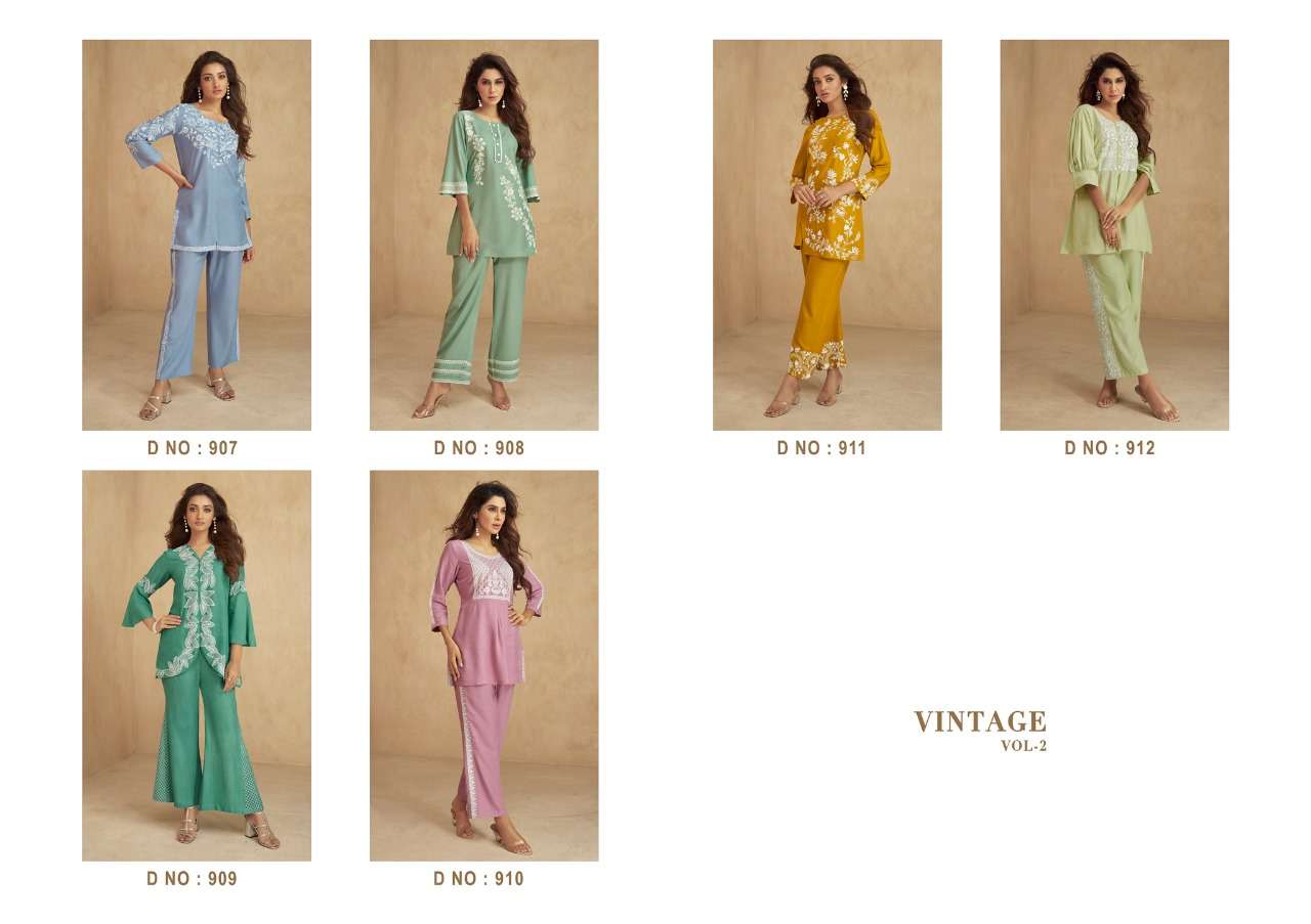 VINTAGE VOL 2 HEAVY RAYON CO-ORD SETS TOP WITH BOTTOM BY S3 FOREVER BRAND WHOLESALR AND DELER
