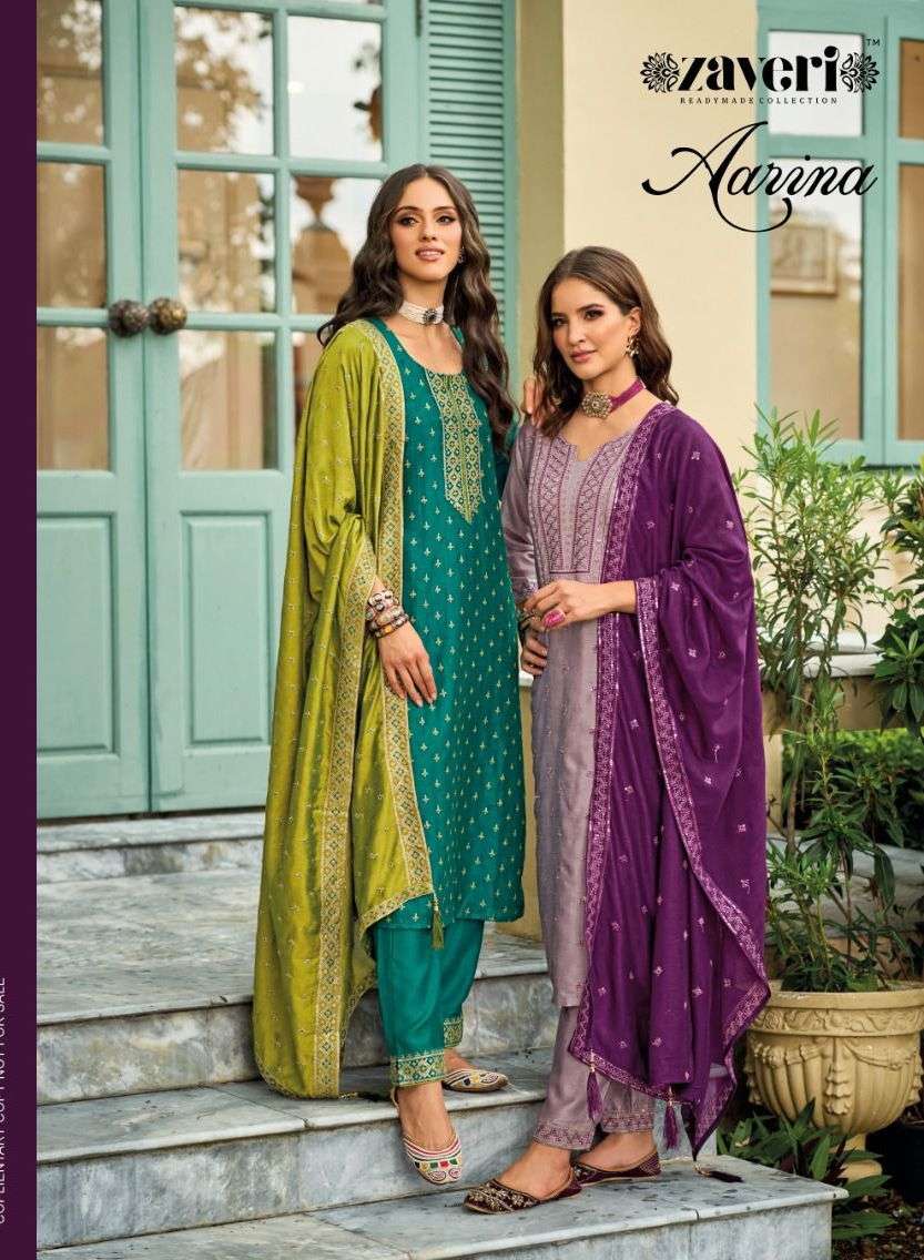 AARINA PREMIUM SILK KURTI WITH BOTTOM AND DUPATTA BY ZAVERI BRAND WHOLESALR AND DELER