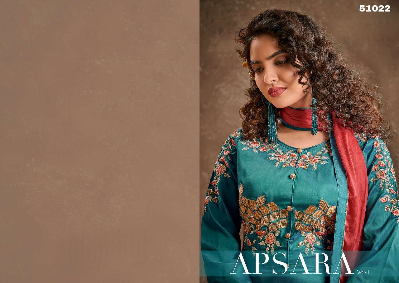 APSARA VOL 1 TRIVA SILK GOWN PATTERN KURTI WITH DUPATA BY WE BRAND WHOLESALR AND DELER