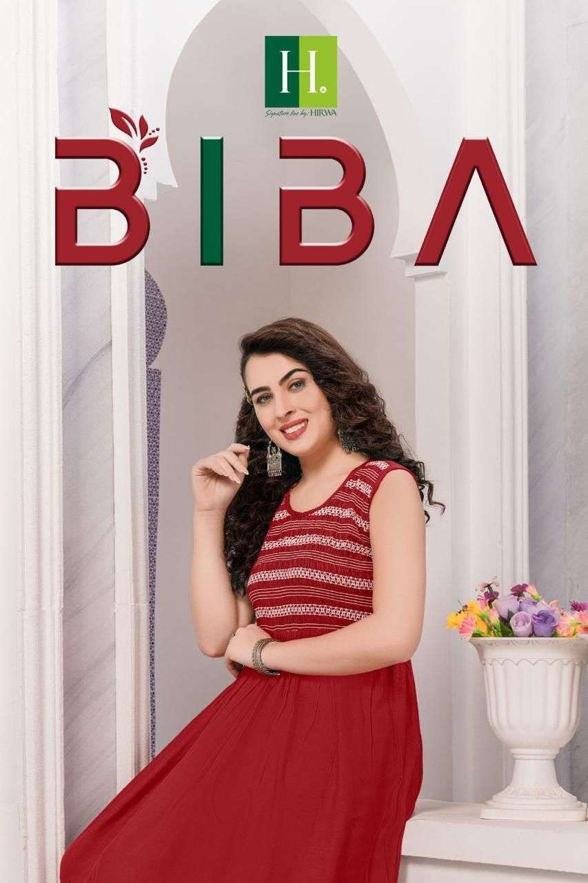 BIBA RAYON NYRA CUT KURTI H.DOT BY HIRWA BRAND WHOLESALR AND DELER