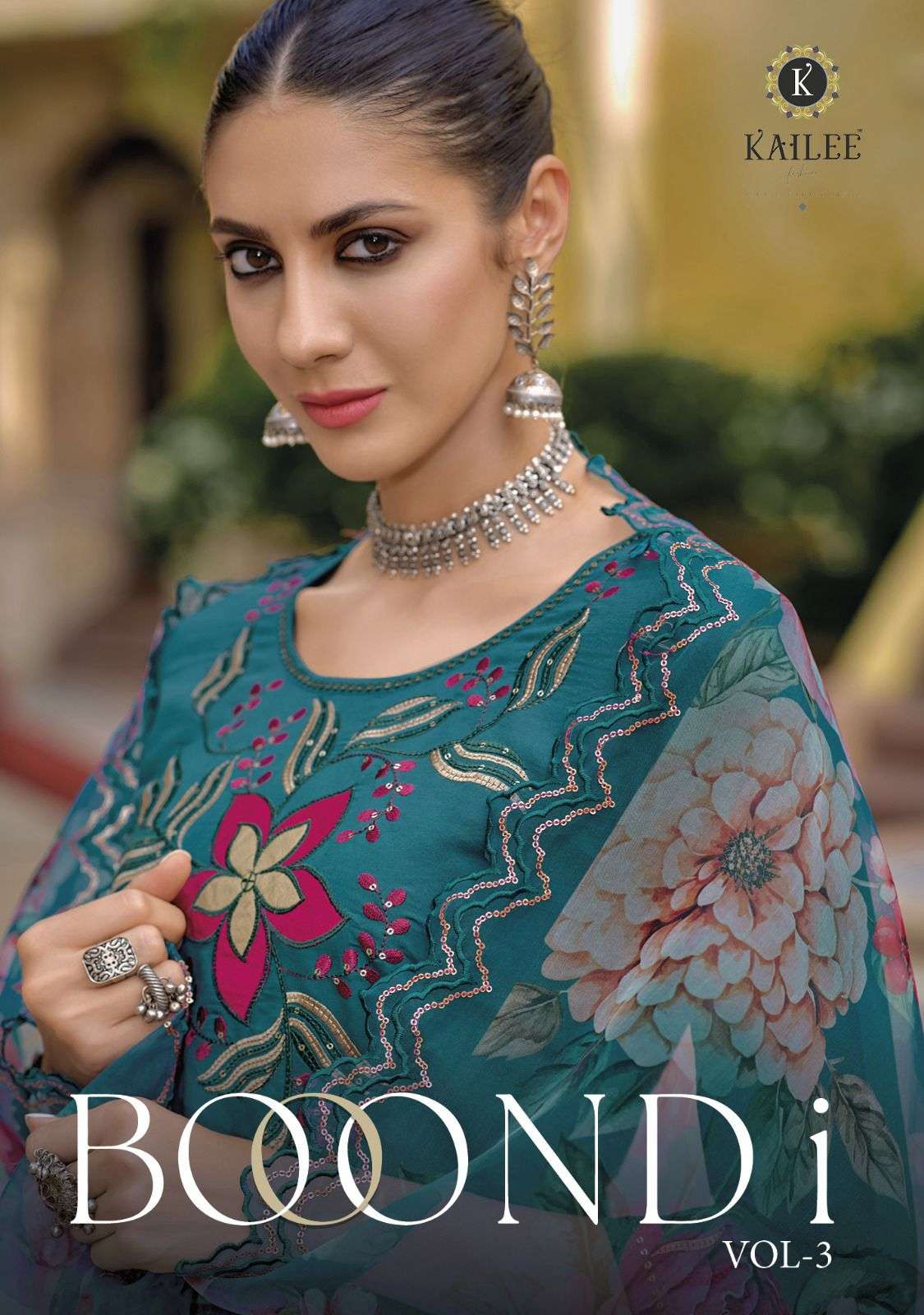 BOONDI VOL 2 PURE VISCOSE SILK HANDWORK KURTI WITH SILK  PANT AND ORANJA DESGINER WORK DUPATTA BY KA...