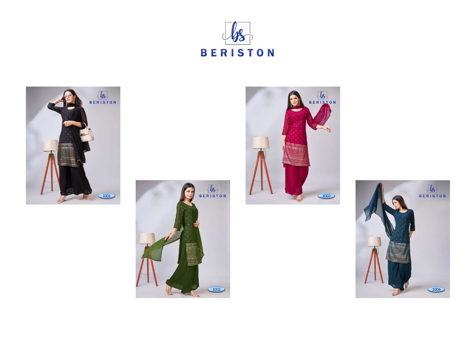 BS VOL 10 GEORGETTE EMBROIDERY KURTI WITH BOTTOM AND DUPATTA BY BERISTON BRAND WHOLESALR AND DELER