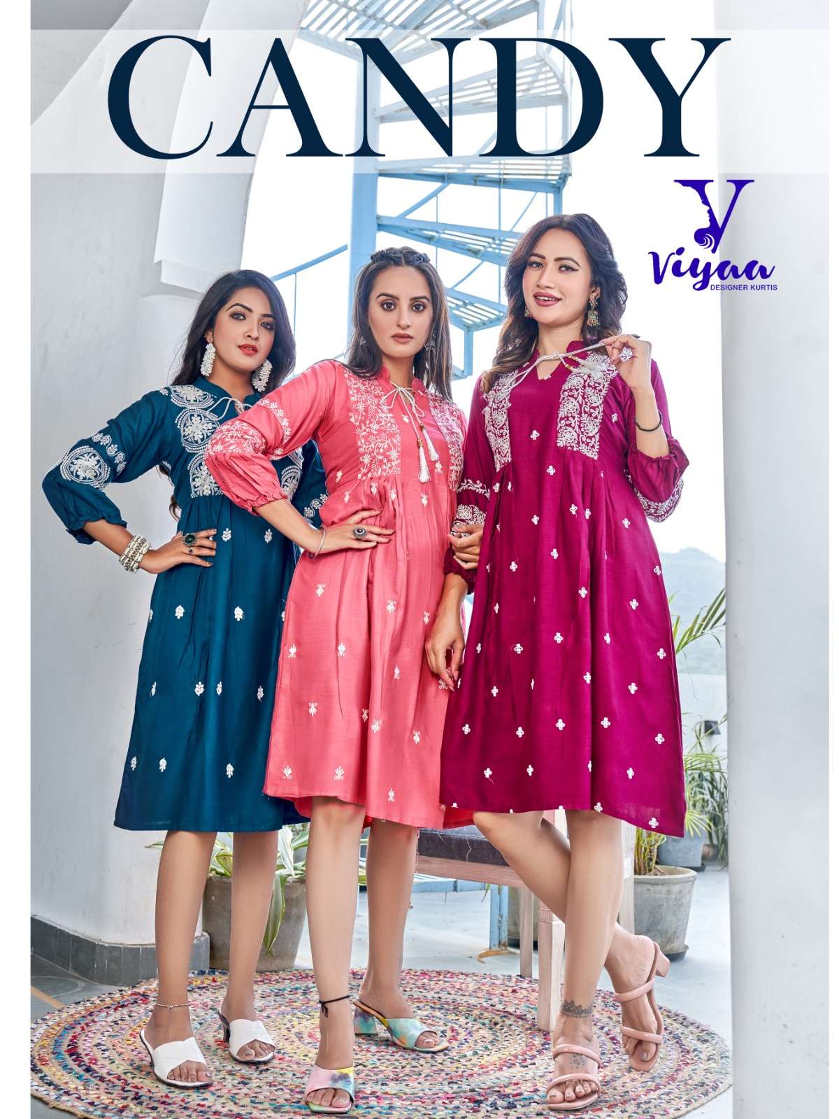 CANDY HEAVY RAYON SLUB TUNIC STYLE KURTI BY VIYAA DESIGNER BRAND WHOLESALR AND DELER