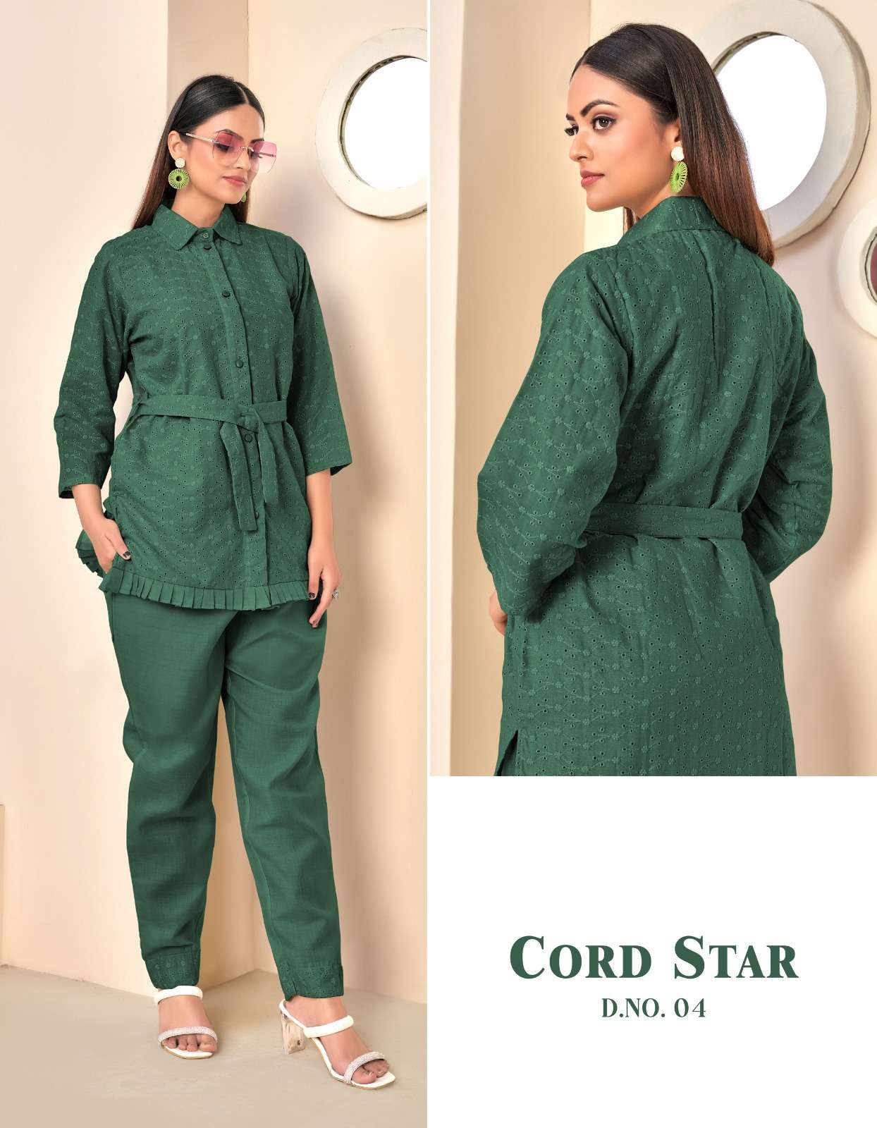 CO-ORD STAR COTTON KURTI WITH BOTTOM CO-ORD SET BY TUNIC HOUSE BRAND WHOLESALR AND DELER