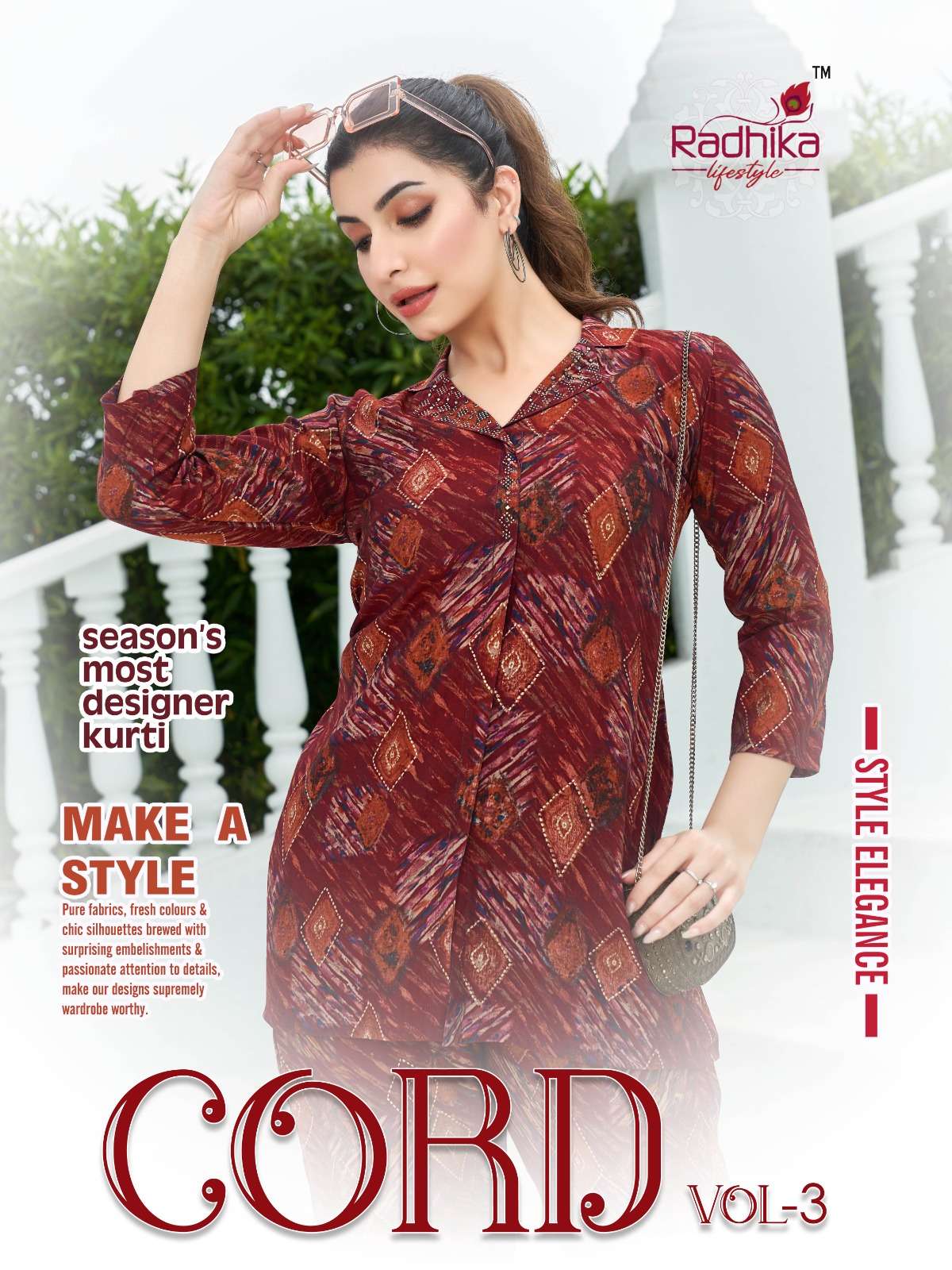 CORD VOL 3 MUSLIN PRINT WITH SWAROSKI WORK DESIGNER CO ORD SET BY RADHIKA LIFESTYLE BRAND WHOLESALER...