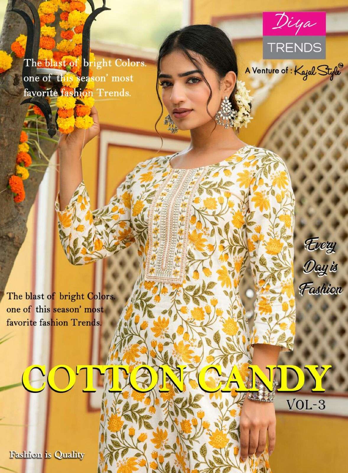 COTTON CANDY VOL 3 COTTON STRAIGHT KURTI WITH BOTTOM BY DIYA TREND BRAND WHOLESALR AND DELER