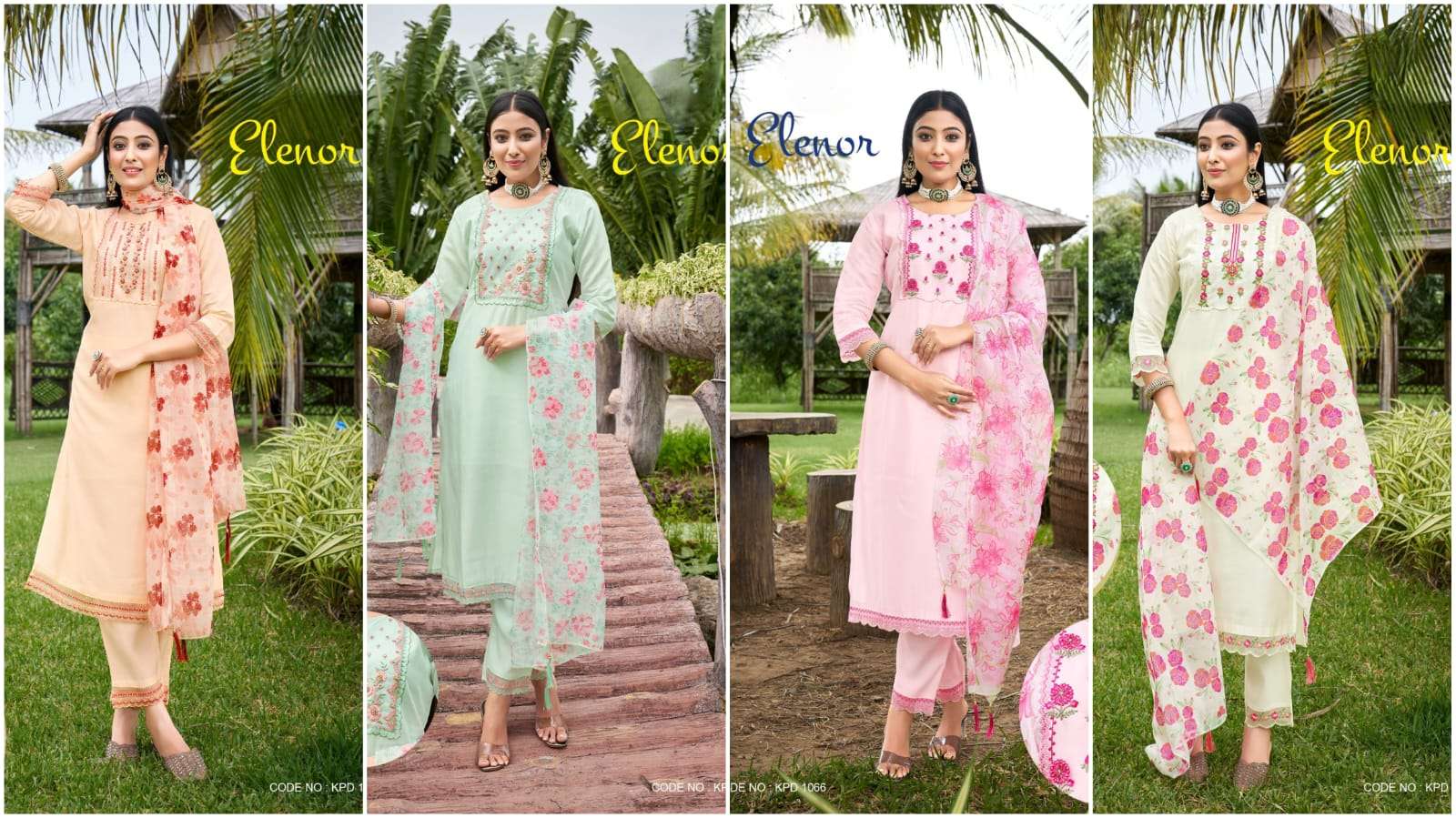 ELENOR VISCOSE EMBROIDERY WORK KURTI WITH BOTTOM AND DUPATTA BY S3FOREVER BRAND WHOLESALR AND DELER