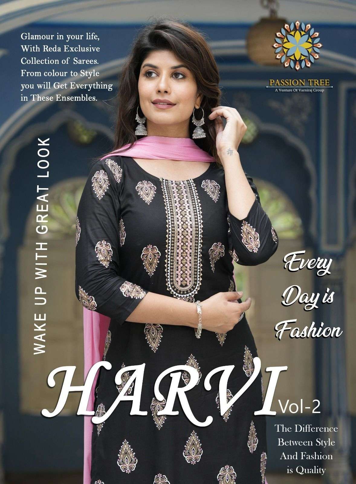 HARVI VOL 2 RAYON STRAIGHT KURTI WITH PANT AND DUPATTA BY PASSION TREE BRAND WHOLESALR AND DELER