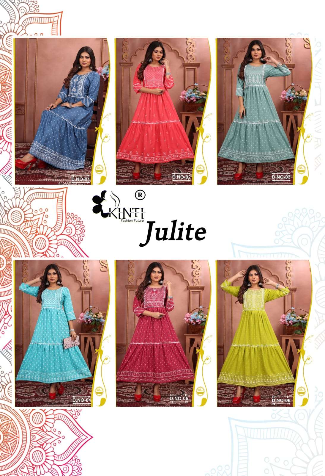 JULIET HEAVY RAYON PRINT GOWN PATTERN KURTI BY KINTI BRAND WHOLESALR AND DELER