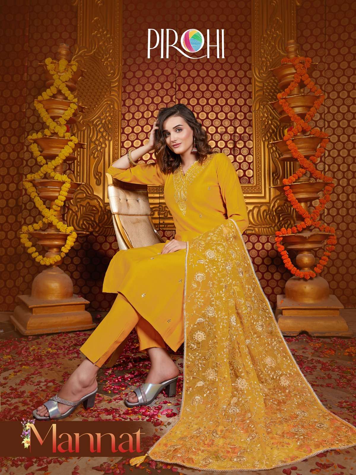 MANNAT VOL 1 3PC DOLA SILK KURTI WITH BOTTOM AND DUPATTA BY PIROHI BRAND WHOLESALR AND DELER