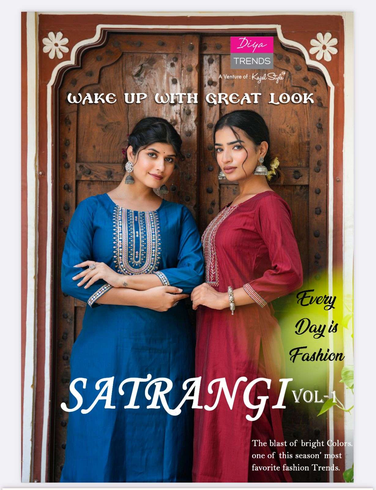 SATRANGI VOL 1 EMBROIDERY WORK STRAIGHT KURTI WITH BOTTOM BY WE BRAND WHOLESALR AND DELER