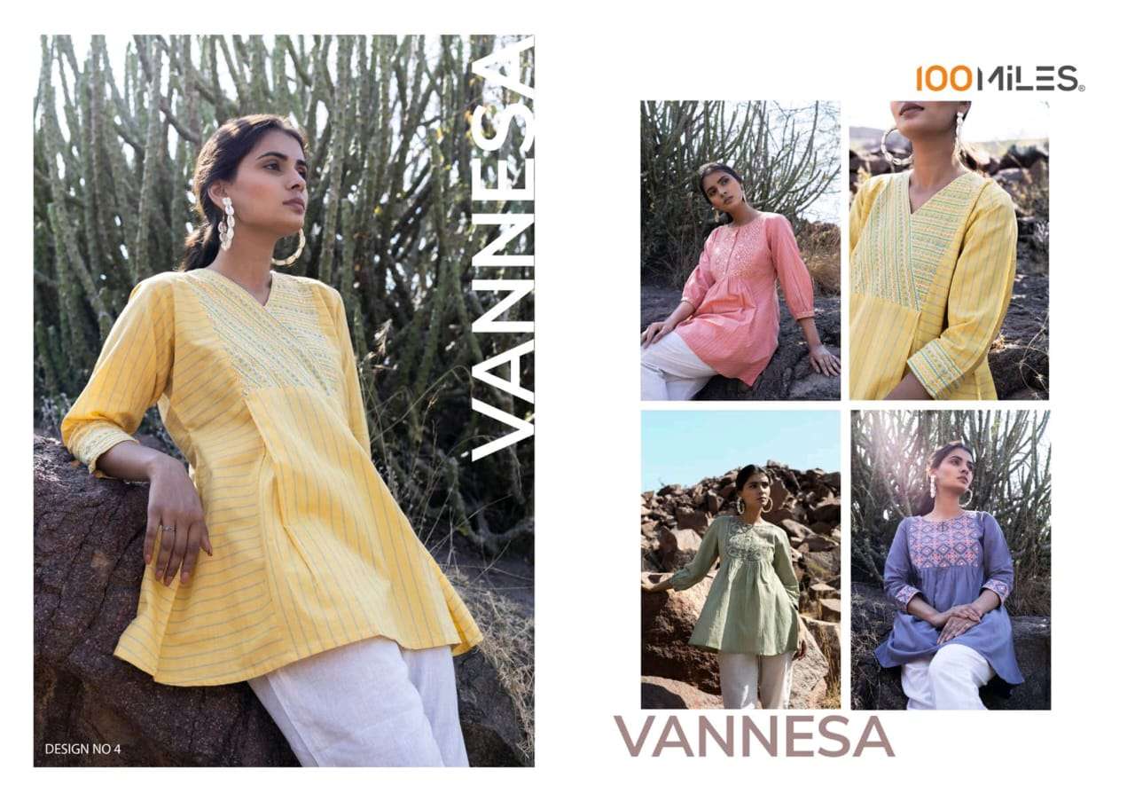 VANNESA PURE COTTON SELF PATTERNED HEAVY EMBROIDERED TOPS BY 100MILES BRAND WHOLESALR AND DELER