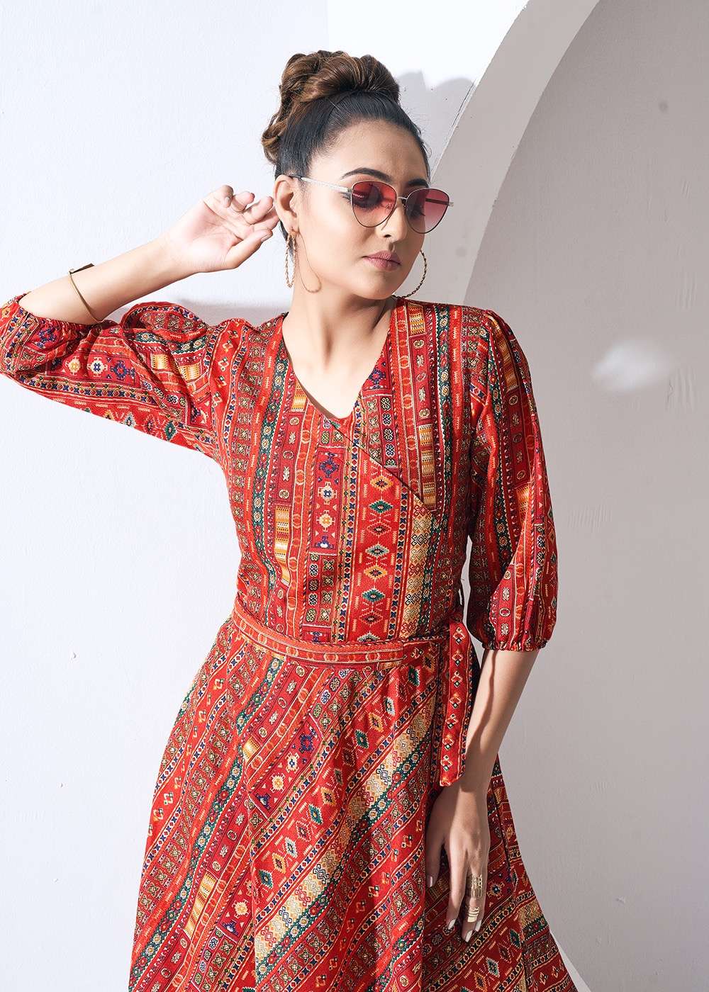 DARLINGS D CAPSUL COTTON PRINTED TUNICS WITH BELT BY S3FOREVER BRAND WHOLESALER AND DEALER