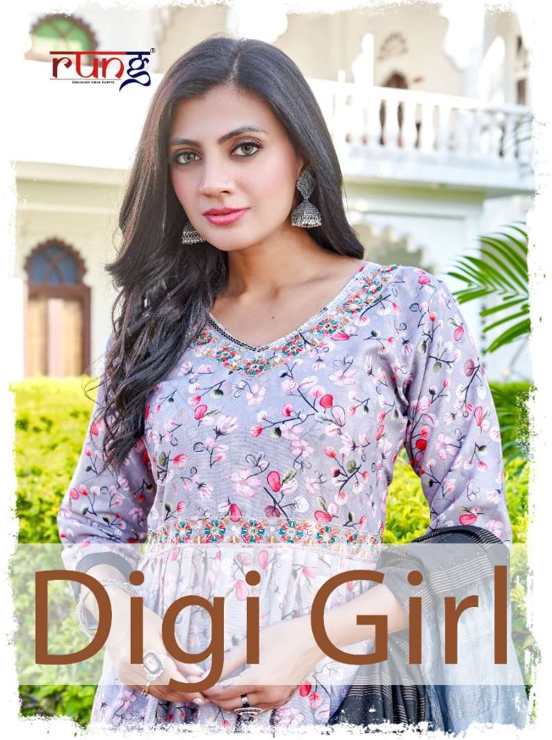 DIGI GIRL HEAVY DIGITAL PRINT LINEN RAYON EMBROIDERY AND HAND WORK KURTI WITH BOMBAY SLUB PANT AND S...