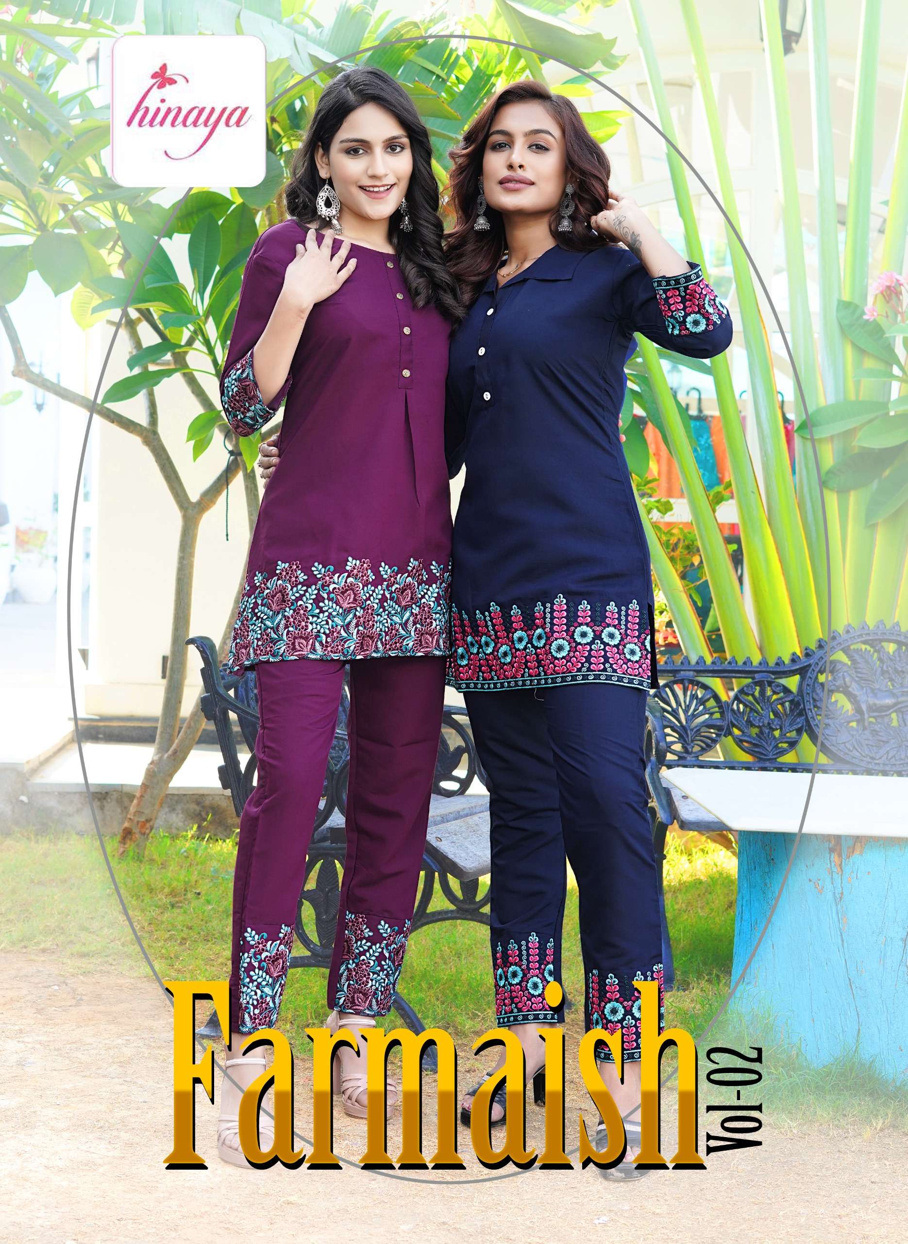 FARMAISH ROMAN SILK DESIGNER CO ORD SETS BY HINAYA BRAND WHOLESALER AND DEALER