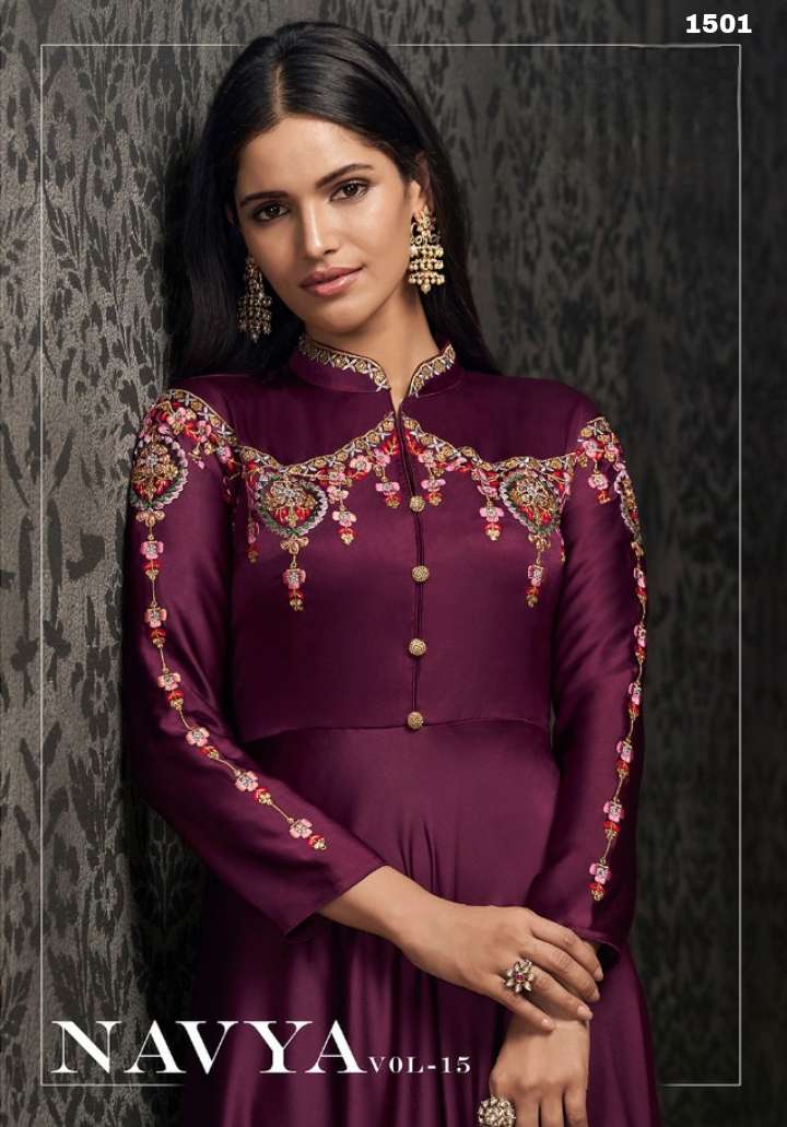 NAVYA VOL 15 GLOWING JOREGERT HEAVY EMBROIDERY WORK WITH INNER STICHED BY S3FOREVER BRAND WHOLESALER...