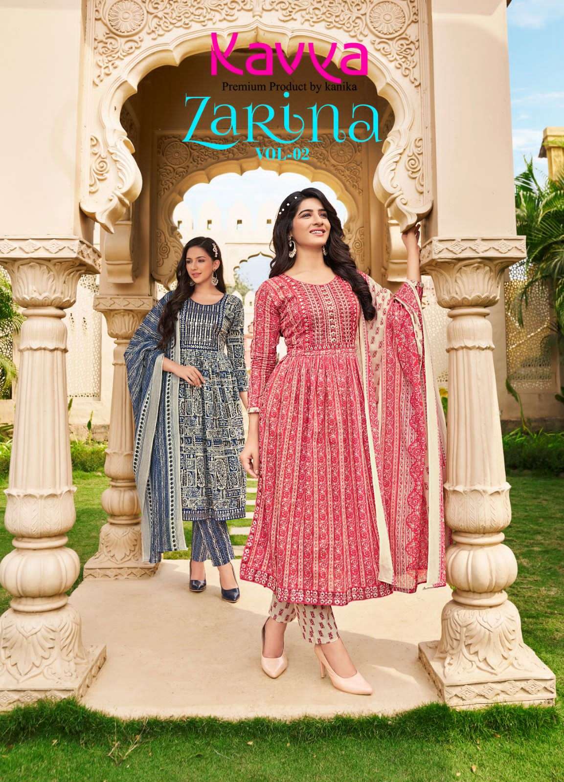 ZARINA VOL 2 PURE CAMBRIC COTTON EMBROIDERY WORK KURTI WITH PANT AND MAL COTTON DUAPTTA BY KAVYA BRA...