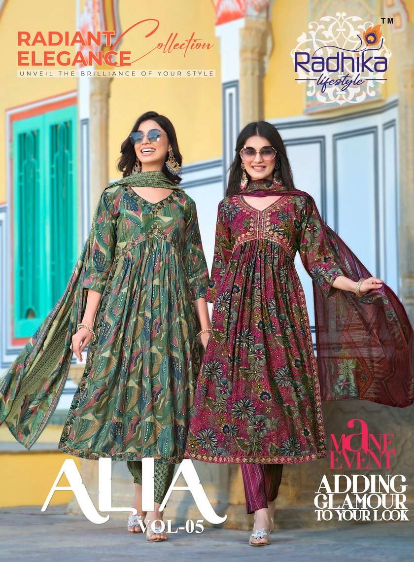 ALIA PURE MODAL MUSLIN PRINT HANDWORK KURTI WITH PANT AND DUPATTA BY RADHIKA LIFESTYLE BRAND WHOLESA...