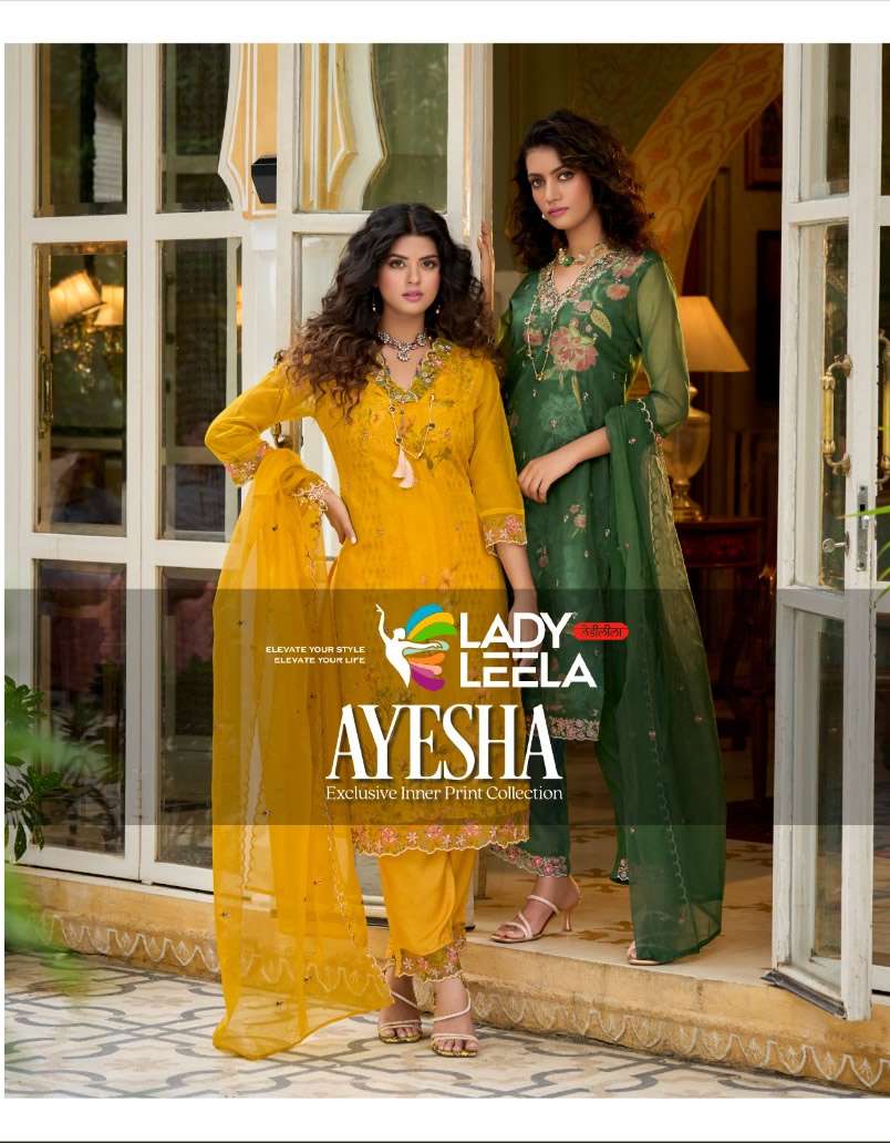 AYESHA ORGANZA EMBRIODERY HANDWORK KURTI WITH VISCOSE PANT AND DUPATTA BY LADY LEELA BRAND WHOLESALE...