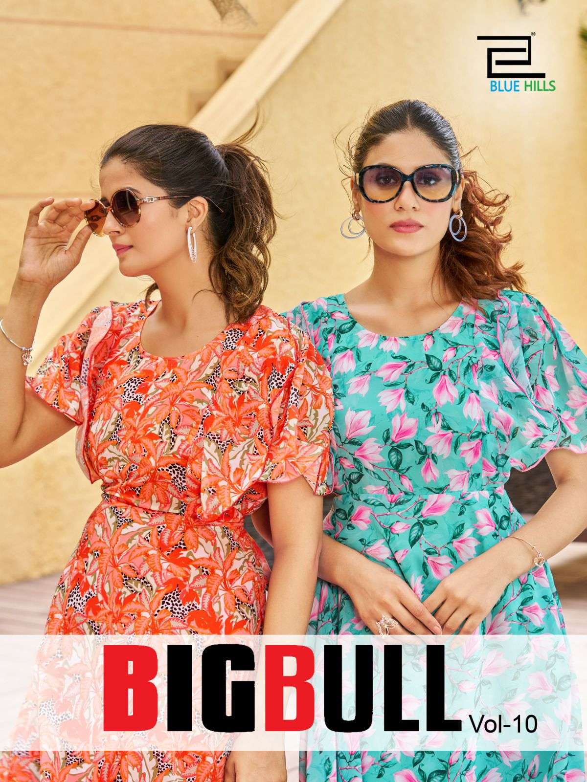 BIG BULL FOX GEORGETTE DIGITAL PRINT LONG GOWN STYLE WITH DIFFERENT TYPE OF SLEEVE BY BLUE HILLS BRA...