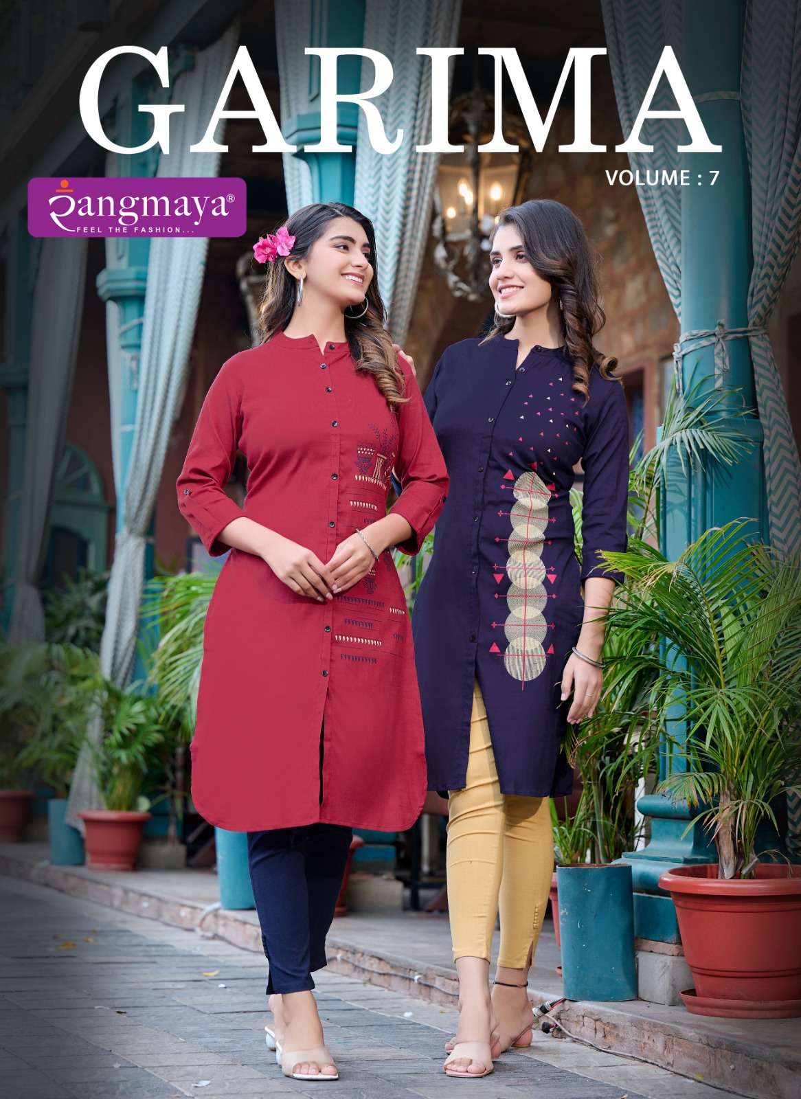 GARIMA VOL 7 STRECHABLE LYCRA FABRIC EMBROIDERY WORK CASUAL KURTI BY RANGMAYA BRAND WHOLESALER AND D...