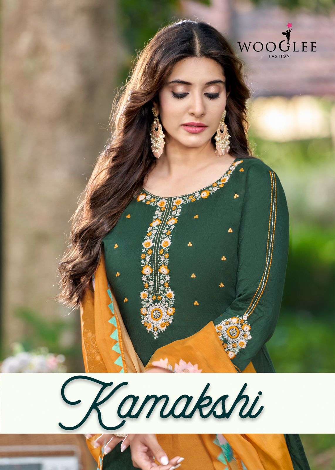 KAMAKSHI VISCOSE WEAVING EMBROIDERY AND HANDWORK KURTI WITH COTTON LYCRA PANT AND ORGANZA DIGITAL DU...