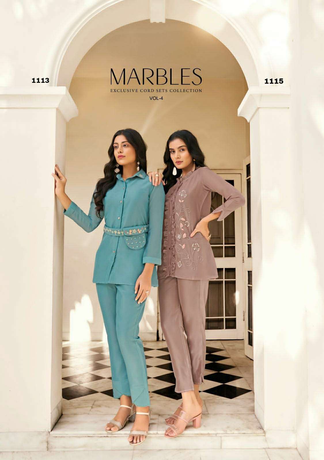 MARBLES VOL 4 VISCOSE ORGANZA HANDWORK DESIGNER CO ORD SET BY S3FOREVER BRAND WHOLESALER AND DEALER