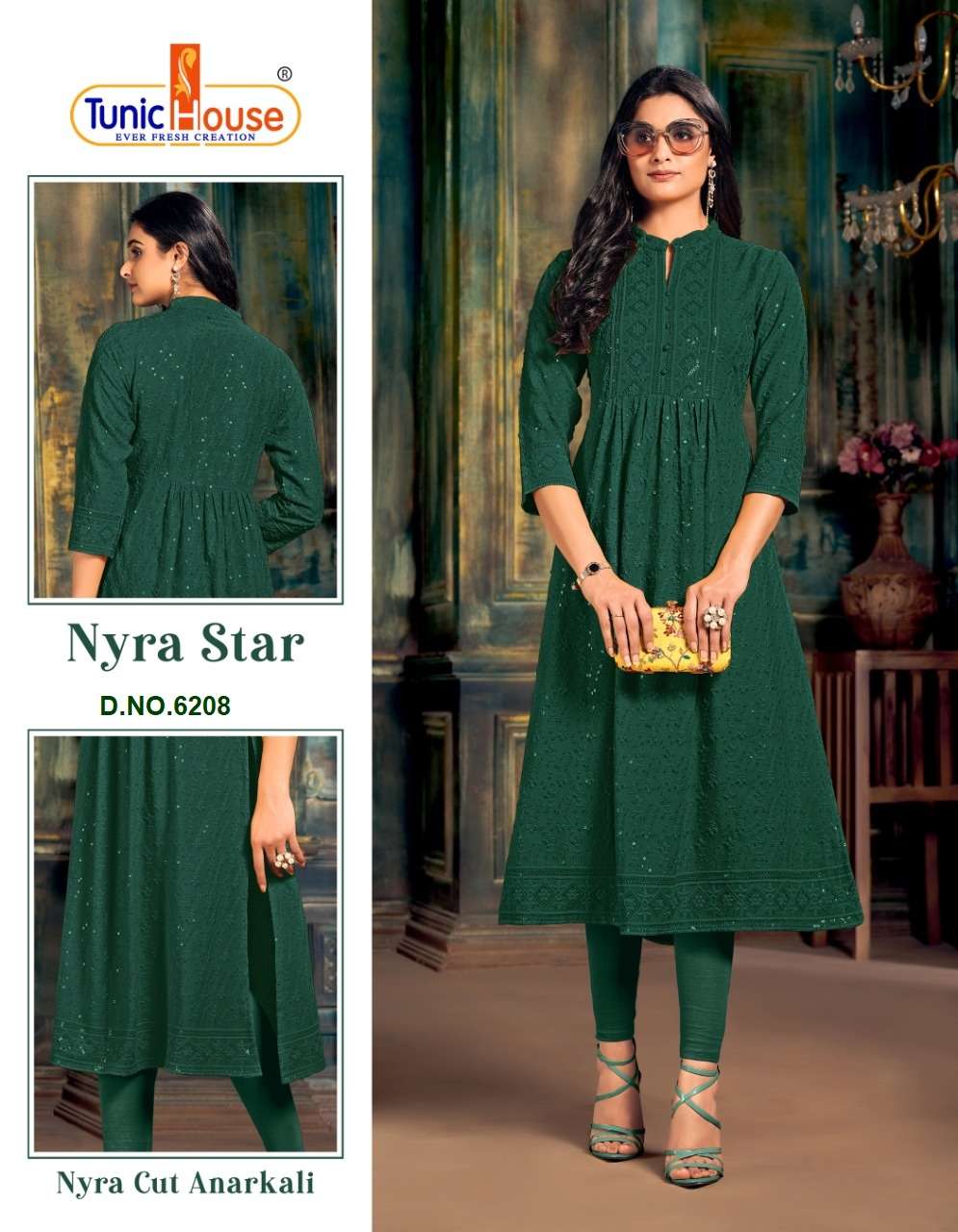 NYRA STAR VISCOSE RAYON FULL LUCKNOWI SEQUENCE WORK NAYRA CUT KURTI BY TUNIC HOUSE BRAND WHOLESALER ...