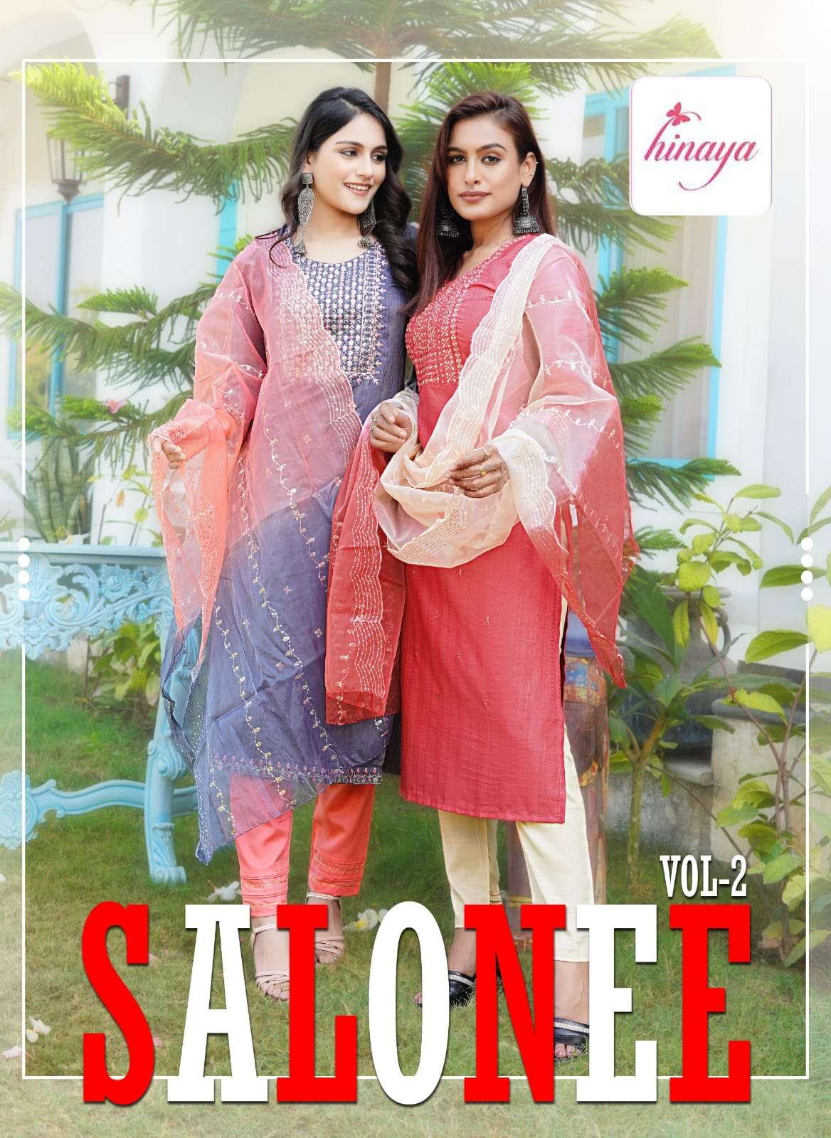 SALONEE VOL 2 16KG RAYON EMBROIDERY WORK KURTI WITH PANT AND DUPATTA BY HINAYA BRAND WHOLESALER AND ...