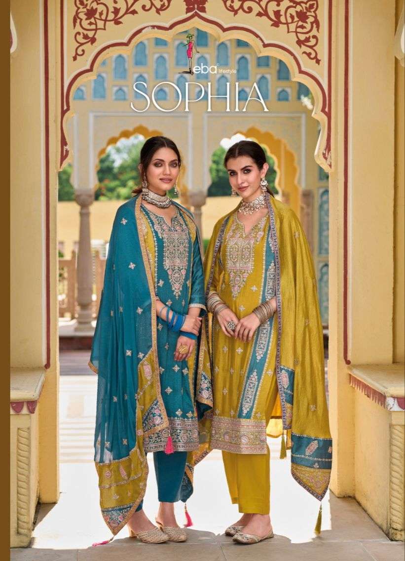 SOPHIA PREMIUM SILK EMBOIDERY WORK KURTI WITH PANT AND HEVEY SANTOON DUPATTA BY EBA LIFESTYLE BRAND ...