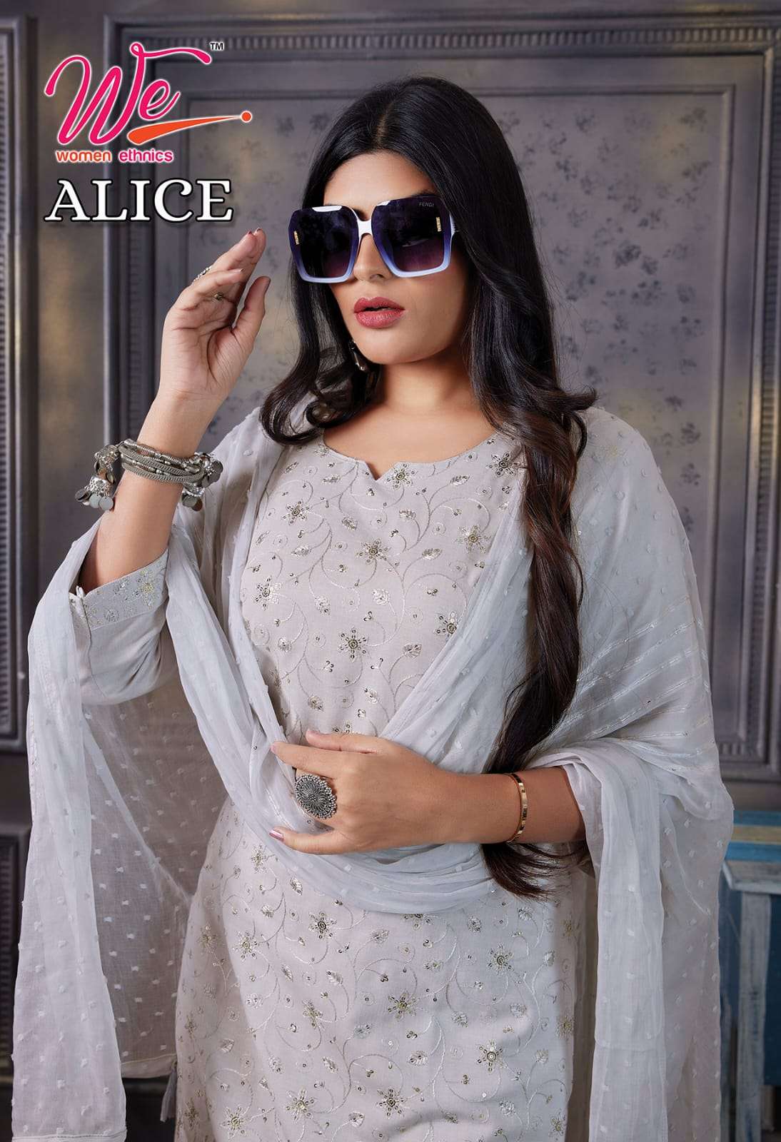 ALICE SOFT BURFI REYON SEUENCE EMBRODERY WORK KURTI WITH PANT AND FANCY DUPATTA  BY WE BRAND WHOLESA...
