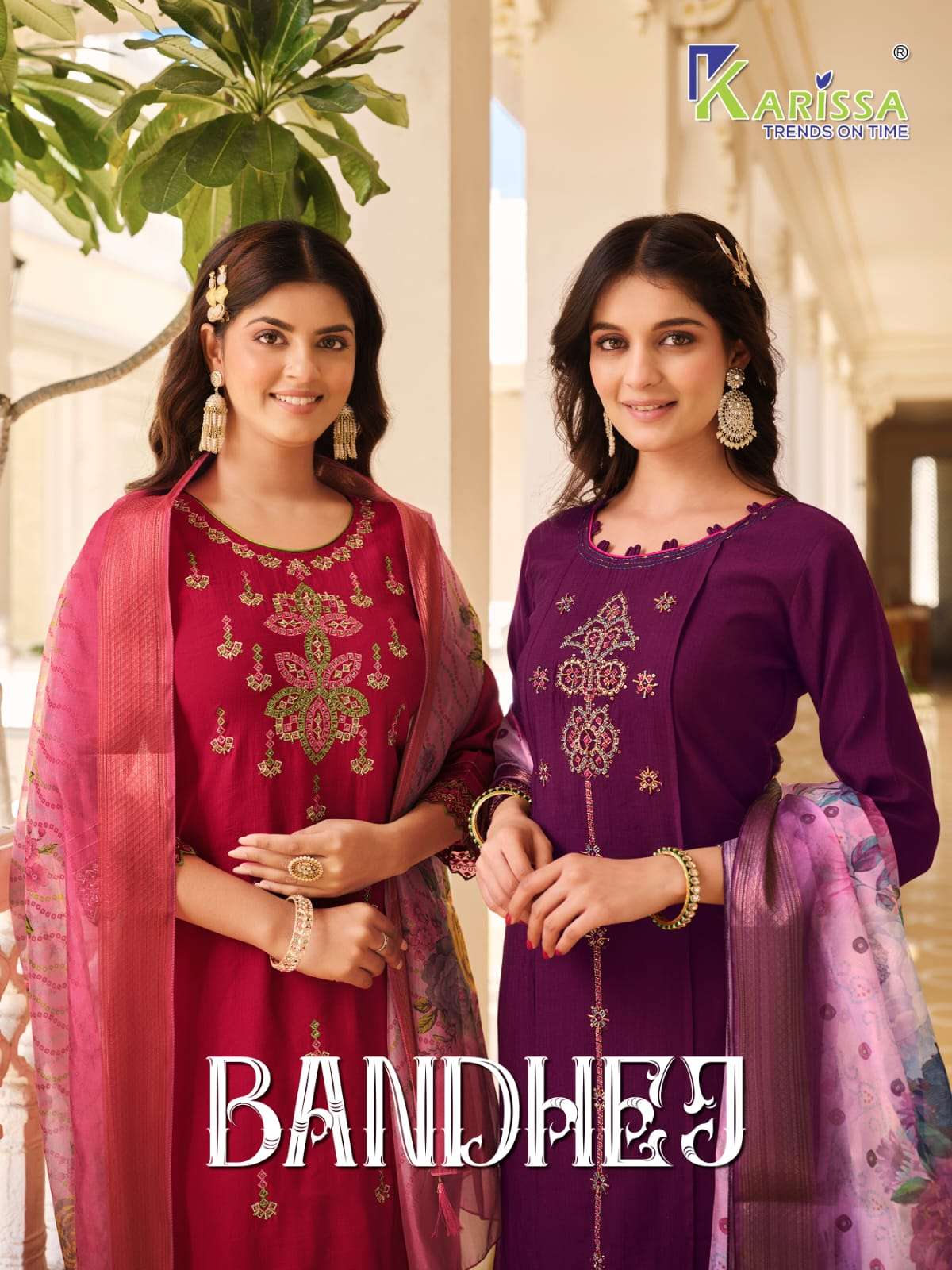 BANDHEJ FANCY DIVA VISCOSE SILK THREAD AND HANDWORK KURTI WITH PANT AND TISSUE ORGANZA DIGITAL PRINT...