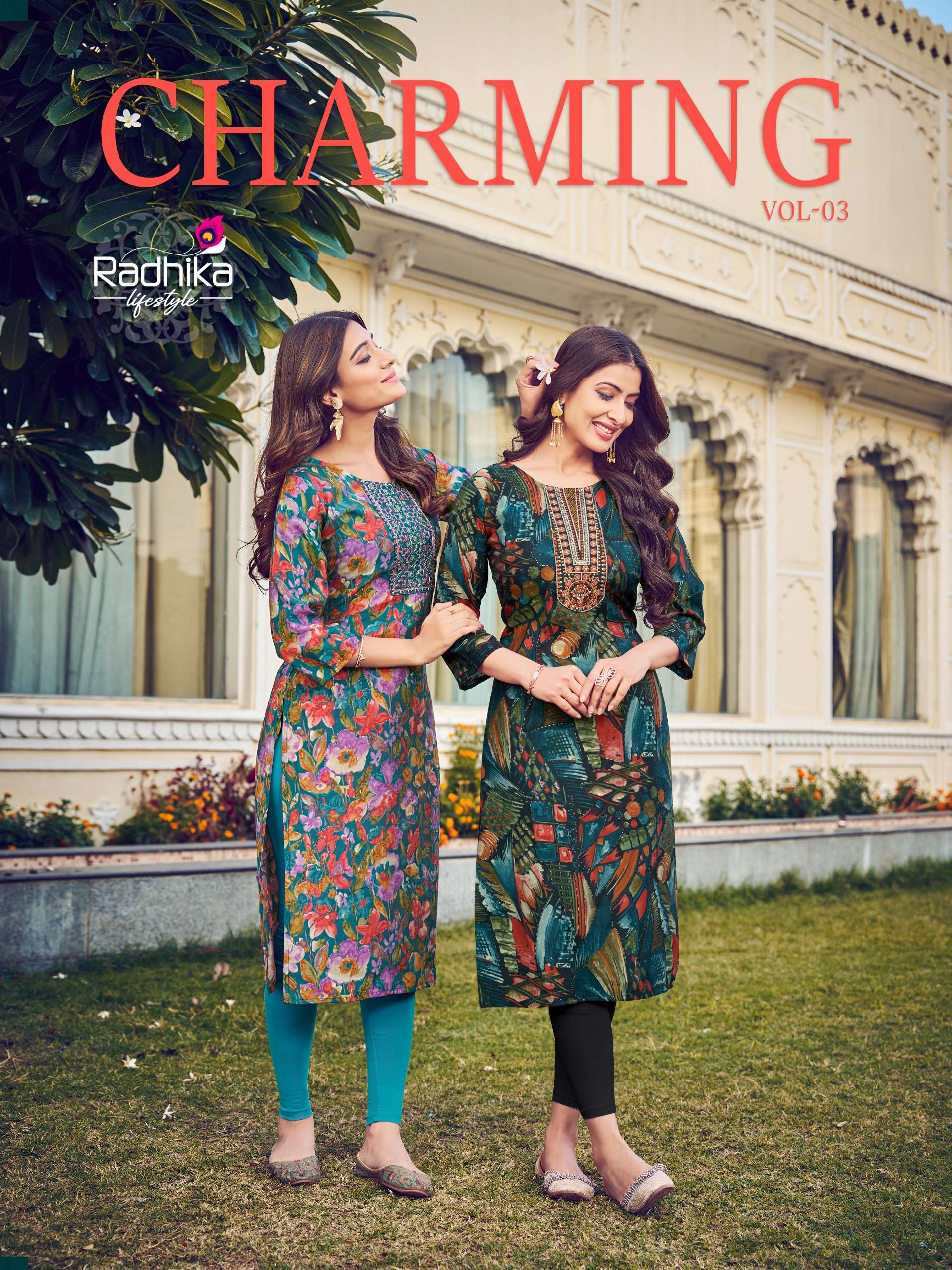 CHARMING VOL 3 MODAL CHANDERI MIRROR WORK KURTI BY RADHIKA BRAND WHOLESALER AND DEALER