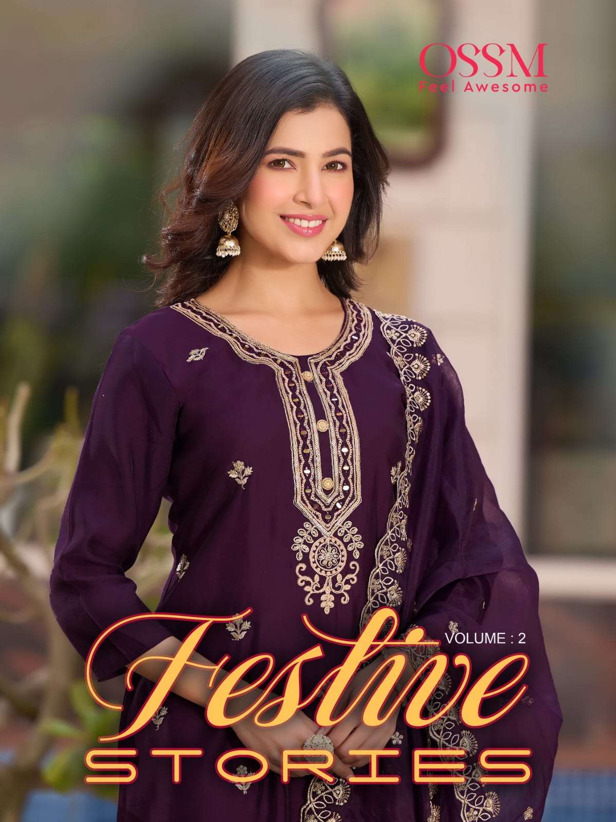 FESTIVE STORIES VOL 2 VISCOS ROMAN SILK EMBROIDERY AND HAND WORK KURTI WITH PANT AND ORGANZA DUPATTA...